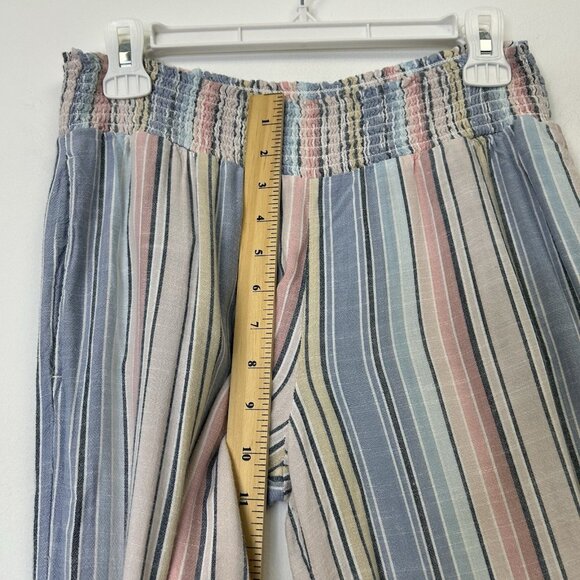 Cloth & Stone Smocked Wide Leg Pants Women’s Size Small Pastel Stripe - Picture 8 of 9